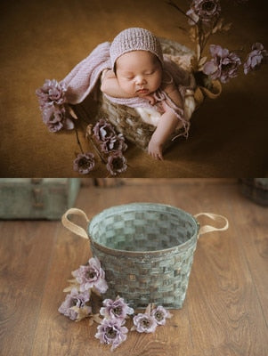 Newborn Photography Props Hand-Woven Straw Basket Natural Bamboo Baby Props Baskets Baby Shooting Accessories Posing Chair Sofa