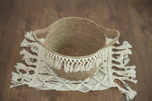 Newborn Photography Props Hand-Woven Straw Basket Natural Bamboo Baby Props Baskets Baby Shooting Accessories Posing Chair Sofa