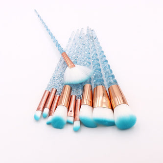 10pcs/set Unicorn Makeup Brushes Set Blue Foundation Powder Cosmetics Blush Eyeshadow Women Beauty Glitter Make Up Brush Tools