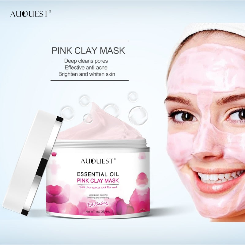 Auquest 50g Pink Clay Mask Pore Black Dots Blackhead Deep Cleansing Mask Against Face Acne Exfoliating Facial Beauty Skin Care