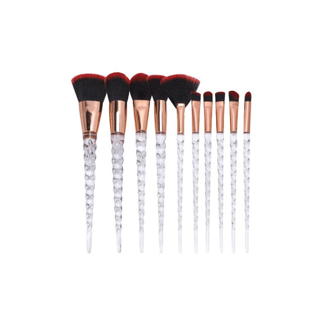 10pcs/set Unicorn Makeup Brushes Set Blue Foundation Powder Cosmetics Blush Eyeshadow Women Beauty Glitter Make Up Brush Tools