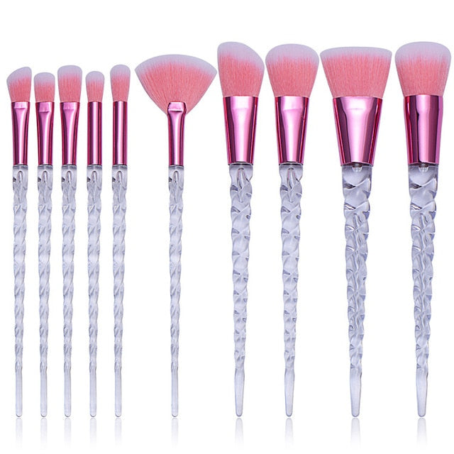 10pcs/set Unicorn Makeup Brushes Set Blue Foundation Powder Cosmetics Blush Eyeshadow Women Beauty Glitter Make Up Brush Tools