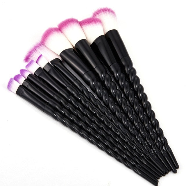 10pcs/set Unicorn Makeup Brushes Set Blue Foundation Powder Cosmetics Blush Eyeshadow Women Beauty Glitter Make Up Brush Tools