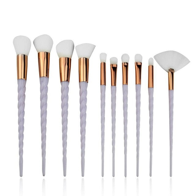 10pcs/set Unicorn Makeup Brushes Set Blue Foundation Powder Cosmetics Blush Eyeshadow Women Beauty Glitter Make Up Brush Tools