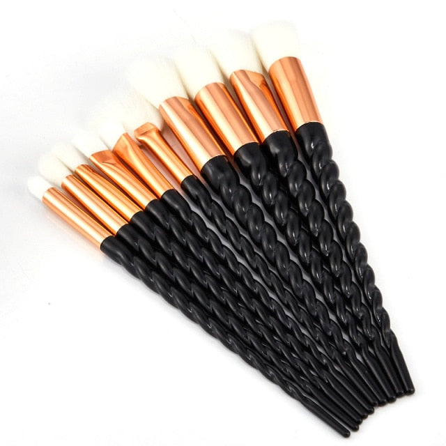 10pcs/set Unicorn Makeup Brushes Set Blue Foundation Powder Cosmetics Blush Eyeshadow Women Beauty Glitter Make Up Brush Tools