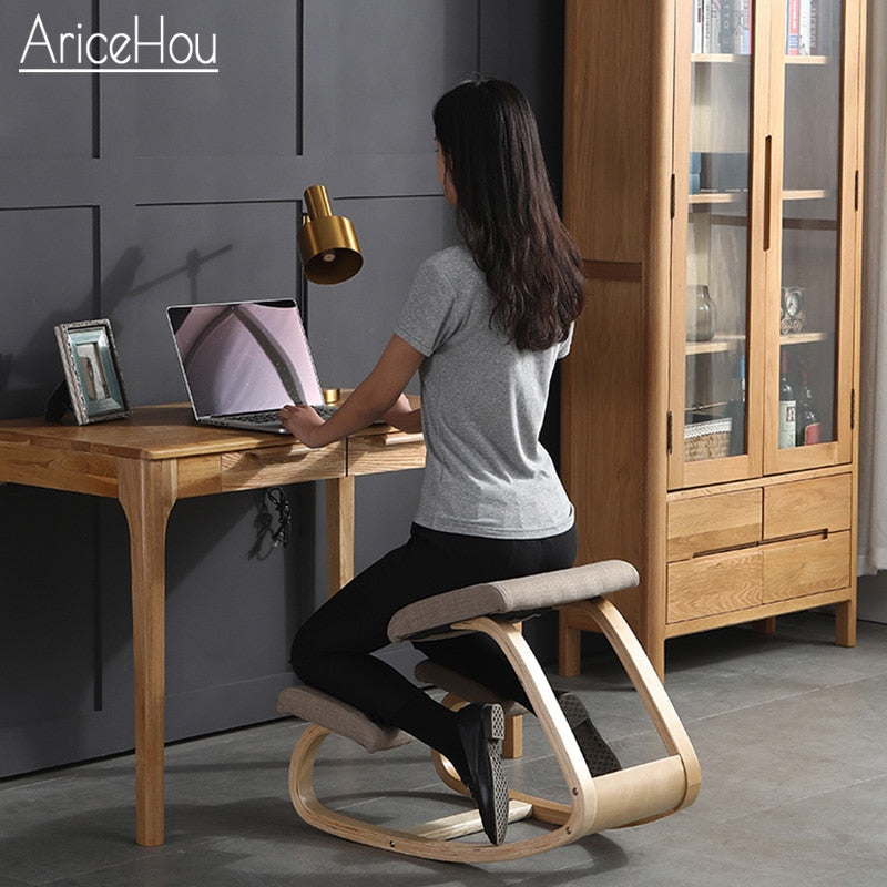 AriceHou Original Kneeling Chair Stool Ergonomic Correct Posture Knee Chair Anti-myopia Chair Wooden Home Office Furniture