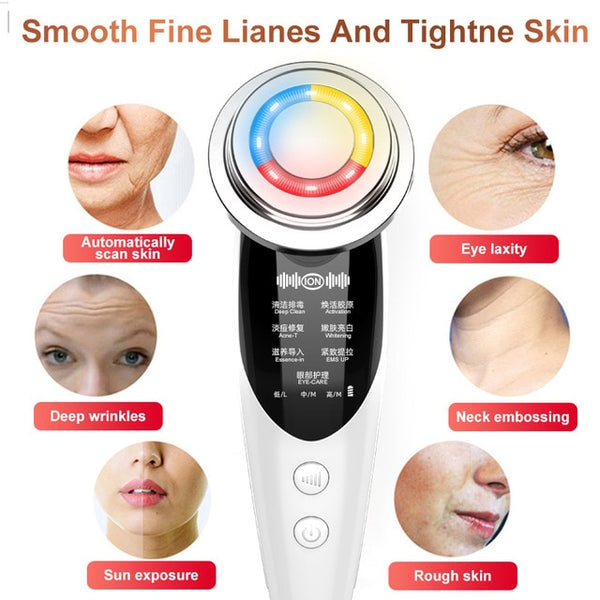 AmazeFan7in1RF&EMS Radio Mesotherapy Electroporation lifting Beauty LED Face Skin Rejuvenation Remover Wrinkle Radio Frequency