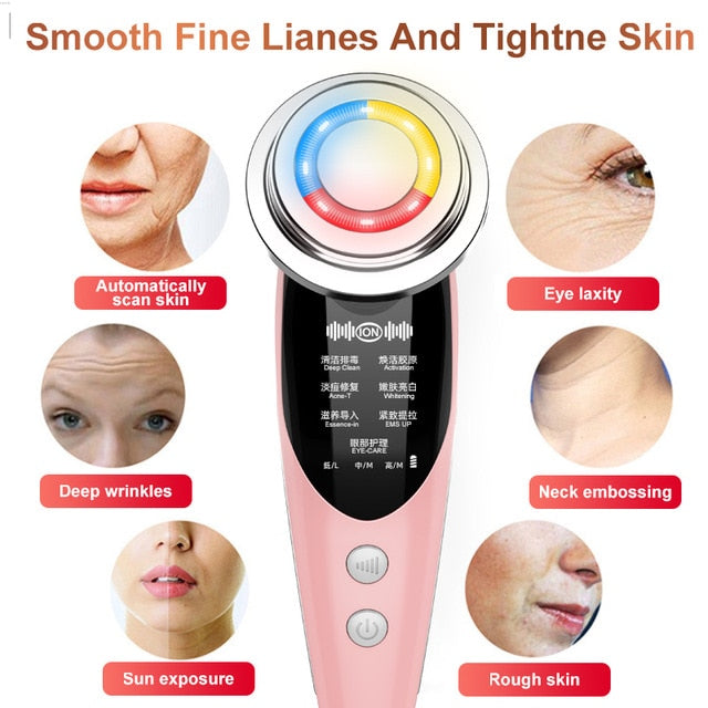 AmazeFan7in1RF&EMS Radio Mesotherapy Electroporation lifting Beauty LED Face Skin Rejuvenation Remover Wrinkle Radio Frequency