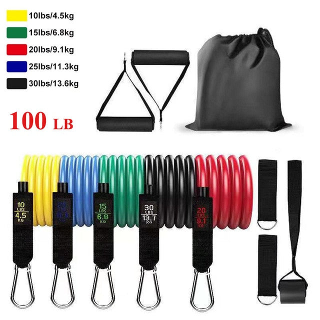 11 Pcs Elastic Resistance Bands Sets Workout Rubber Elast Band For Fitness Sports Gym Exercise Equipment Training Pull Rope