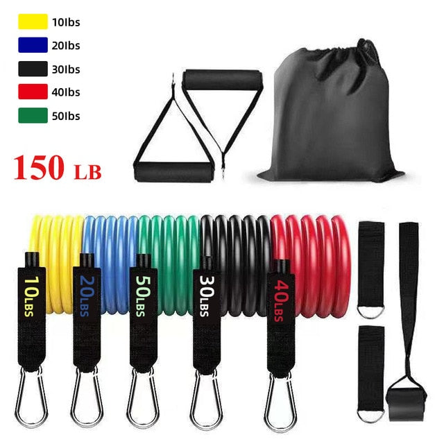 11 Pcs Elastic Resistance Bands Sets Workout Rubber Elast Band For Fitness Sports Gym Exercise Equipment Training Pull Rope