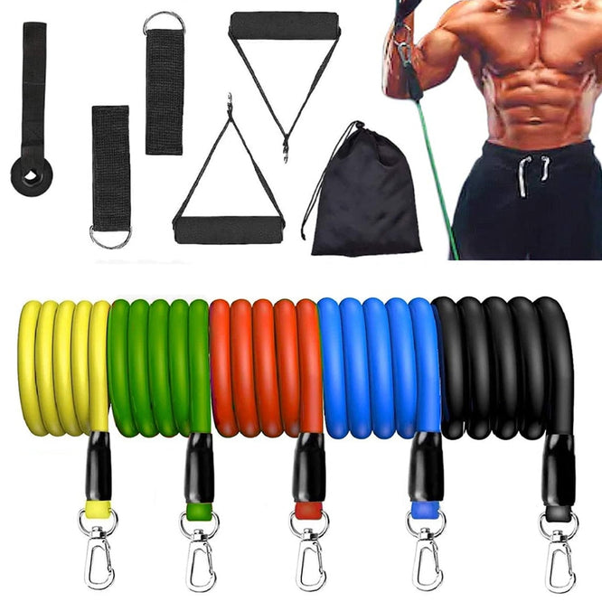 Exercise Resistance Bands Set Up to 115 lbs Fitness Stretch Workout Bands with 5 Fitness Tubes Home Gym Yoga Equipment Men Women