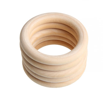 5pcs 70mm Baby Toys Beech Wooden Baby Teething Rings Baby Teethers Baby Accessories For Baby Necklace Bracelet Making DIY Craft