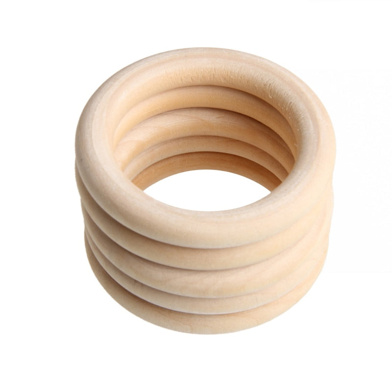 5pcs 70mm Baby Toys Beech Wooden Baby Teething Rings Baby Teethers Baby Accessories For Baby Necklace Bracelet Making DIY Craft