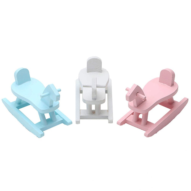 1/12 Dollhouse Miniature Accessories Mini Wooden Horse Rocking Chair Simulation Furniture Model Toy for Doll House Decoration