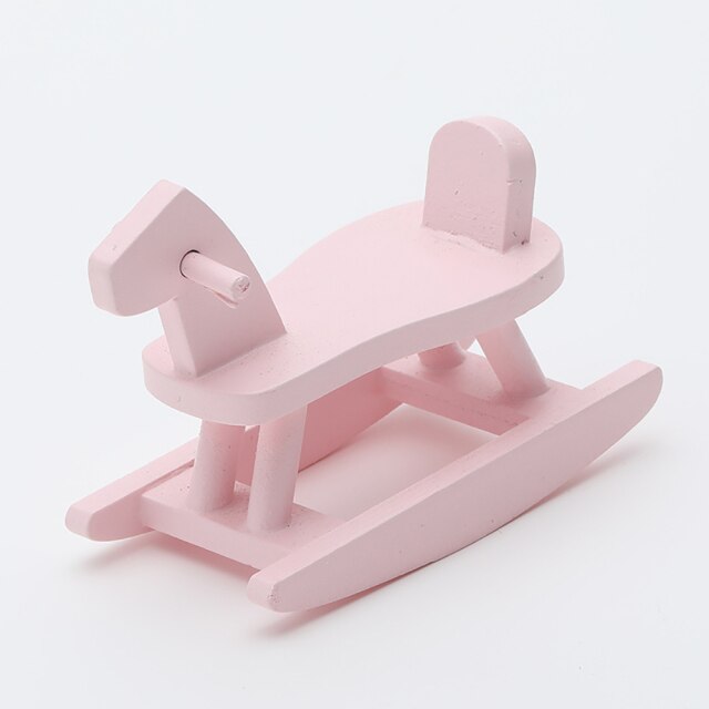 1/12 Dollhouse Miniature Accessories Mini Wooden Horse Rocking Chair Simulation Furniture Model Toy for Doll House Decoration