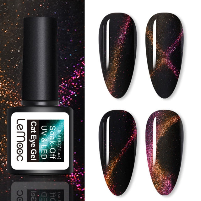 LEMOOC Cat's Eye Magnetic Nail Polish Gel Soak Off UV LED Nail Varnish Lacquers Shiny Glitter Beauty Design Cat Polishes