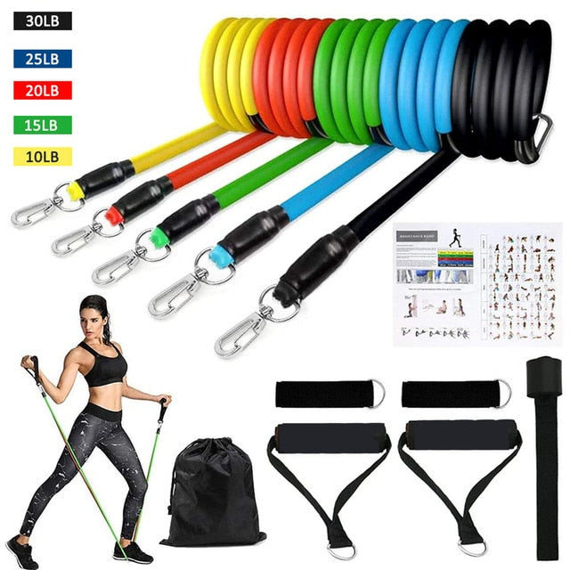 Resistance Bands Set Exercise Bands with Door Anchor Legs Ankle Straps for Resistance Training Physical Therapy Home Workouts