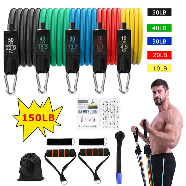 Resistance Bands Set Exercise Bands with Door Anchor Legs Ankle Straps for Resistance Training Physical Therapy Home Workouts