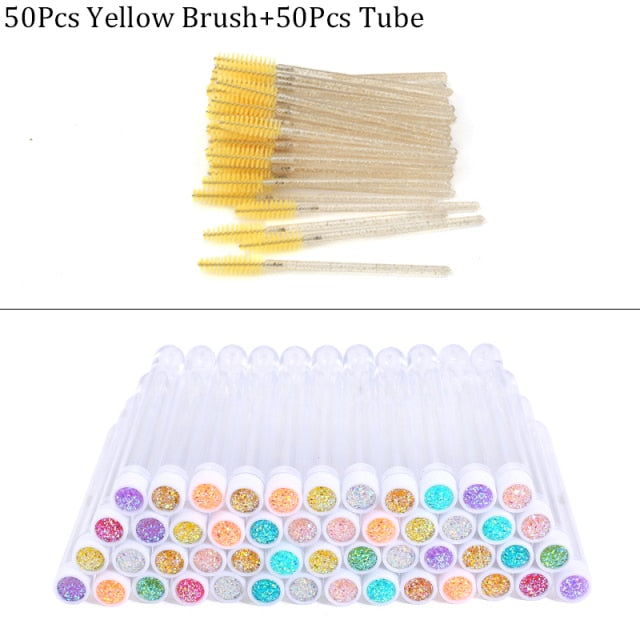 Reusable Eyebrow Brush Tube Disposable Eyelash Brush Eyebrow Brush Replaceable Dust-proof Sparkling Broken Diamond Makeup Brush