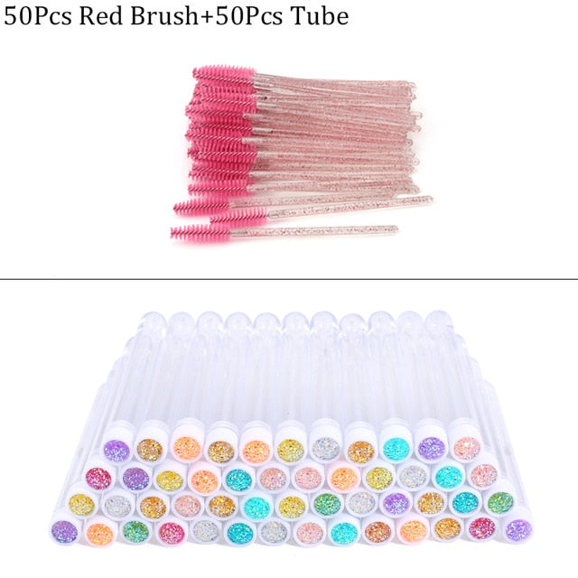 Reusable Eyebrow Brush Tube Disposable Eyelash Brush Eyebrow Brush Replaceable Dust-proof Sparkling Broken Diamond Makeup Brush