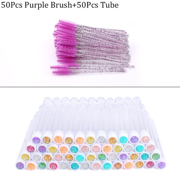 Reusable Eyebrow Brush Tube Disposable Eyelash Brush Eyebrow Brush Replaceable Dust-proof Sparkling Broken Diamond Makeup Brush