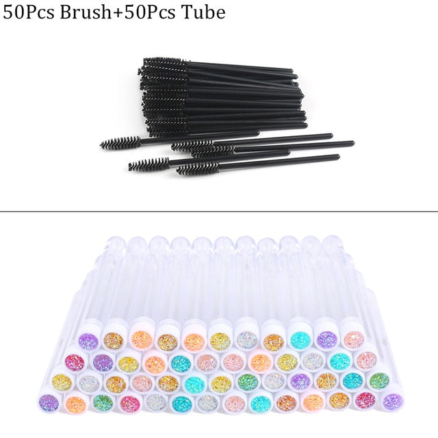 Reusable Eyebrow Brush Tube Disposable Eyelash Brush Eyebrow Brush Replaceable Dust-proof Sparkling Broken Diamond Makeup Brush