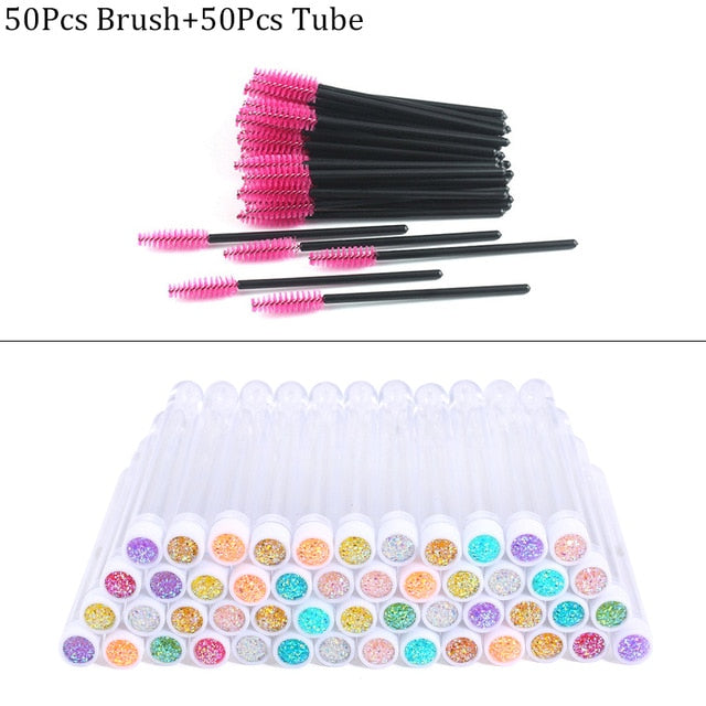 Reusable Eyebrow Brush Tube Disposable Eyelash Brush Eyebrow Brush Replaceable Dust-proof Sparkling Broken Diamond Makeup Brush