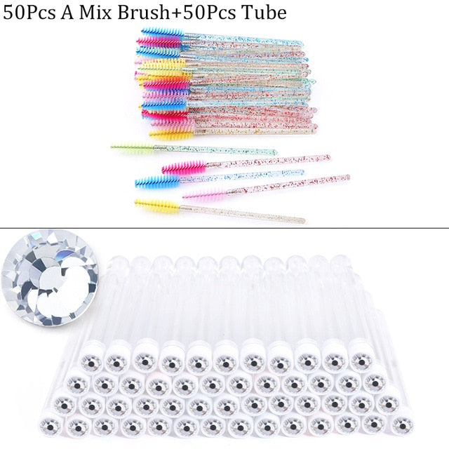 Reusable Eyebrow Brush Tube Disposable Eyelash Brush Eyebrow Brush Replaceable Dust-proof Sparkling Broken Diamond Makeup Brush