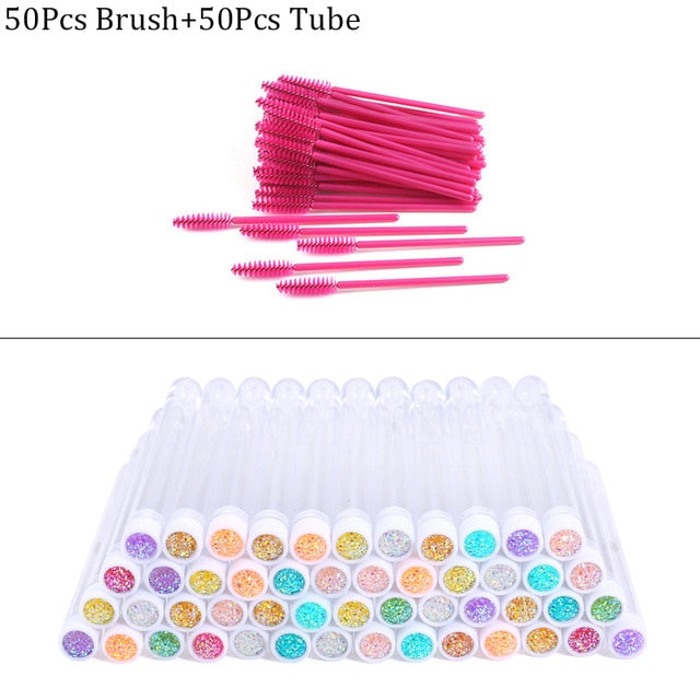 Reusable Eyebrow Brush Tube Disposable Eyelash Brush Eyebrow Brush Replaceable Dust-proof Sparkling Broken Diamond Makeup Brush