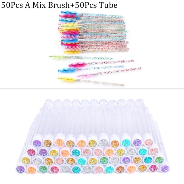 Reusable Eyebrow Brush Tube Disposable Eyelash Brush Eyebrow Brush Replaceable Dust-proof Sparkling Broken Diamond Makeup Brush