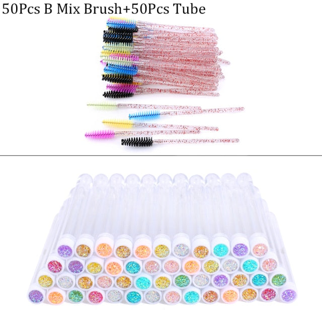 Reusable Eyebrow Brush Tube Disposable Eyelash Brush Eyebrow Brush Replaceable Dust-proof Sparkling Broken Diamond Makeup Brush