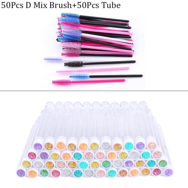 Reusable Eyebrow Brush Tube Disposable Eyelash Brush Eyebrow Brush Replaceable Dust-proof Sparkling Broken Diamond Makeup Brush