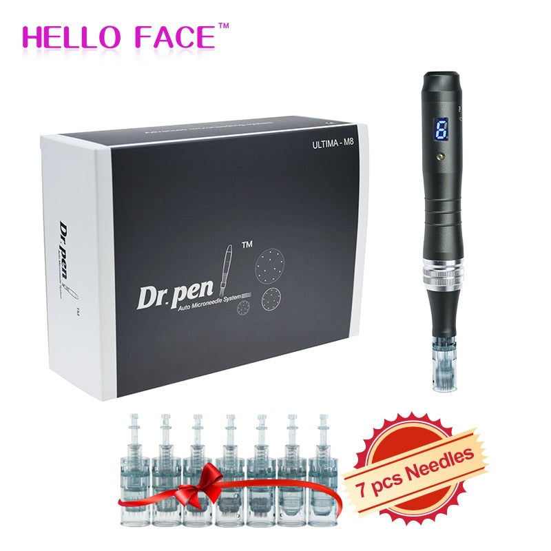 Dr pen Ultima M8 With 7 pcs Cartridges Wireless Derma Pen Skin Care Kit Microneedle Home Use Beauty Machine