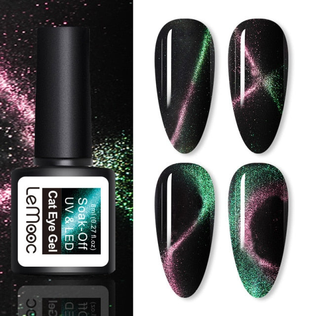 LEMOOC Cat's Eye Magnetic Nail Polish Gel Soak Off UV LED Nail Varnish Lacquers Shiny Glitter Beauty Design Cat Polishes