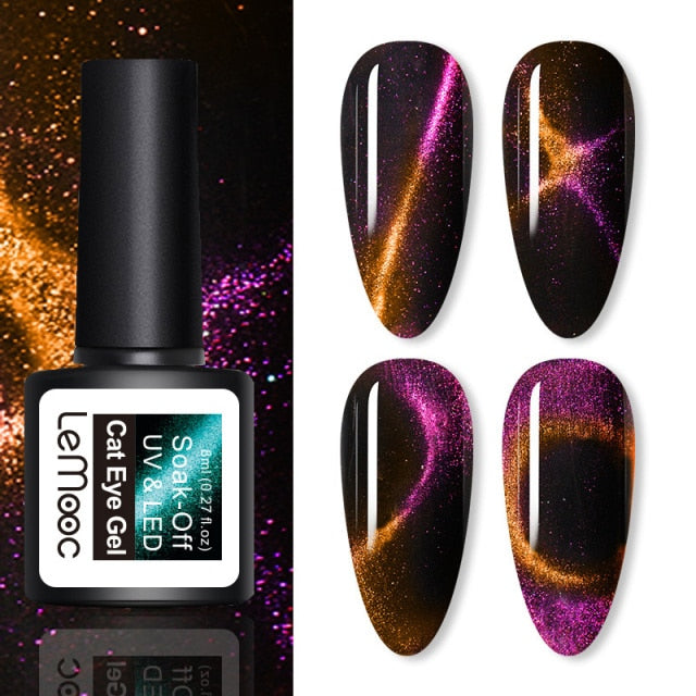 LEMOOC Cat's Eye Magnetic Nail Polish Gel Soak Off UV LED Nail Varnish Lacquers Shiny Glitter Beauty Design Cat Polishes