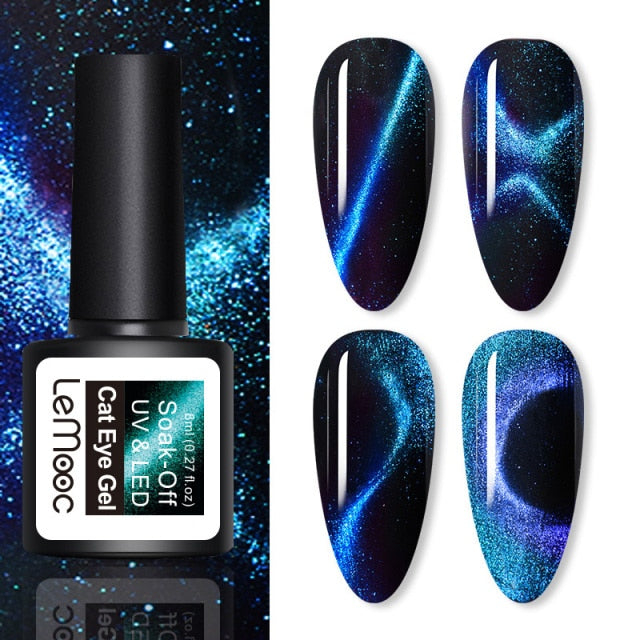 LEMOOC Cat's Eye Magnetic Nail Polish Gel Soak Off UV LED Nail Varnish Lacquers Shiny Glitter Beauty Design Cat Polishes