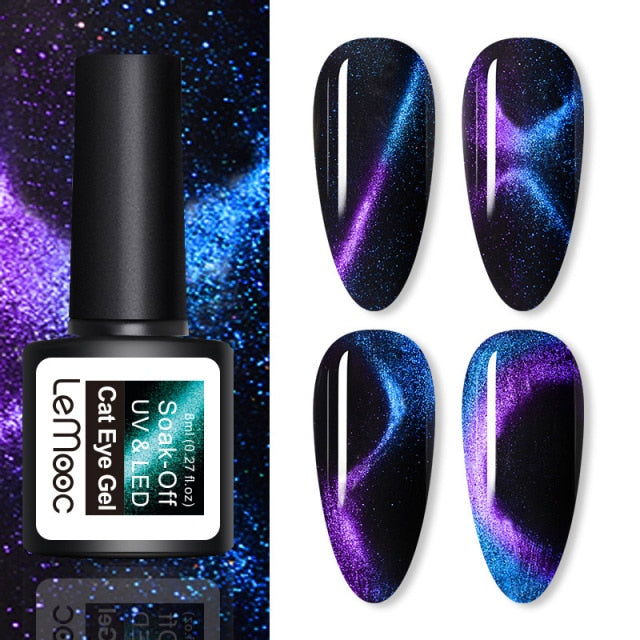 LEMOOC Cat's Eye Magnetic Nail Polish Gel Soak Off UV LED Nail Varnish Lacquers Shiny Glitter Beauty Design Cat Polishes