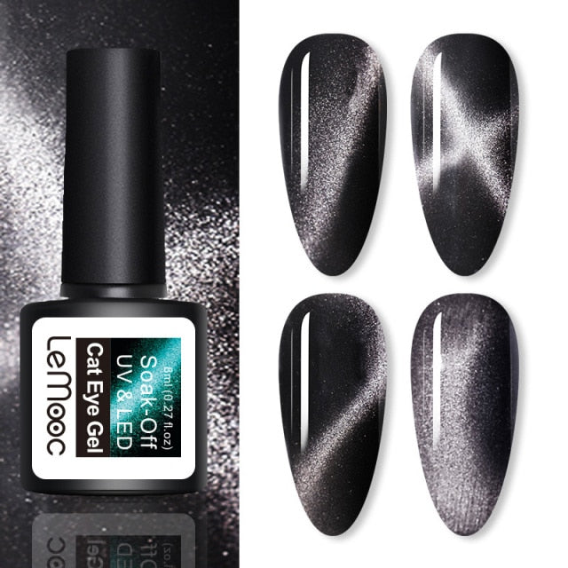 LEMOOC Cat's Eye Magnetic Nail Polish Gel Soak Off UV LED Nail Varnish Lacquers Shiny Glitter Beauty Design Cat Polishes