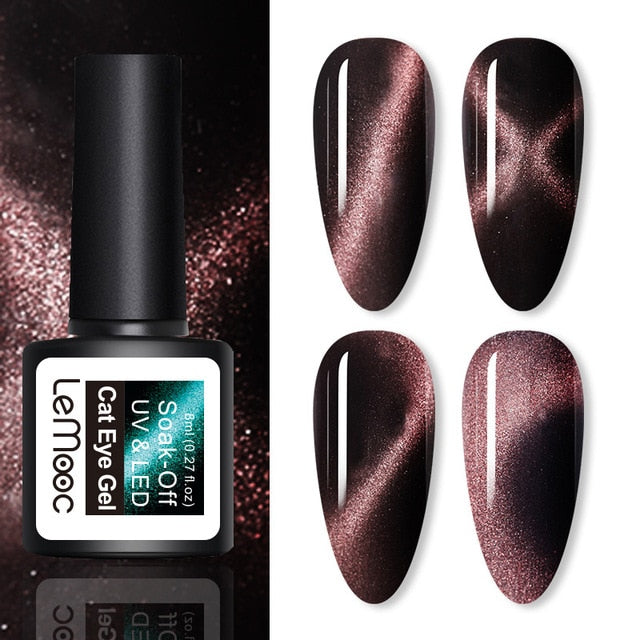 LEMOOC Cat's Eye Magnetic Nail Polish Gel Soak Off UV LED Nail Varnish Lacquers Shiny Glitter Beauty Design Cat Polishes