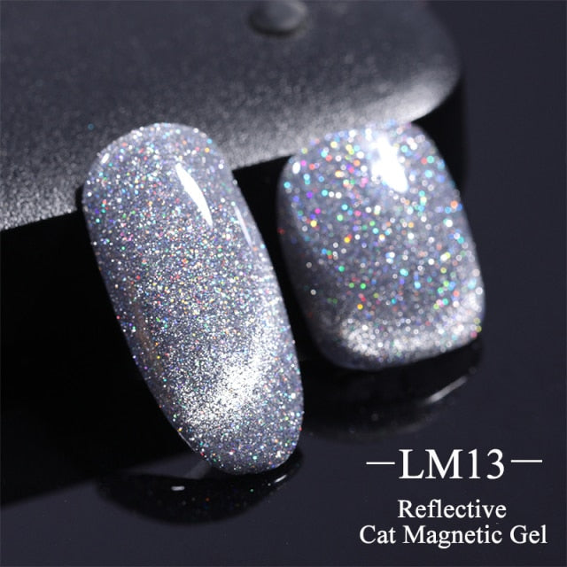 LEMOOC Cat's Eye Magnetic Nail Polish Gel Soak Off UV LED Nail Varnish Lacquers Shiny Glitter Beauty Design Cat Polishes