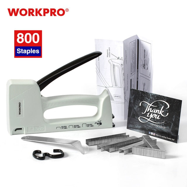 WORKPRO 3 IN 1 Heavy Duty Staple Gun for DIY Home Decoration Furniture Stapler Manual Nail Gun with 800 Staples Nailer