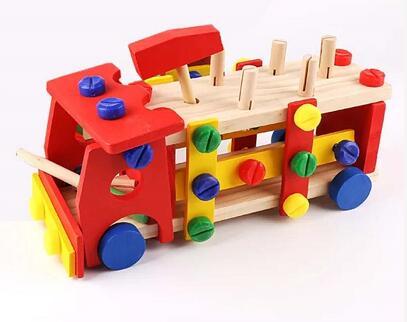 Wooden Assembling Chair Montessori Toys Baby Educational Wooden Toy Preschool Multifunctional Variety Nut Combination Chair Tool