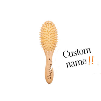 Custom Baby Hair Comb Brush Set Natural Wooden Comb Soft Wool Newborn Baby Bath Care Brush Personalized Massager Gift For Kids