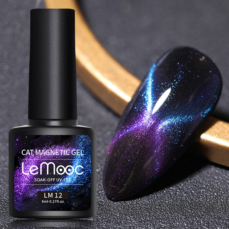 LEMOOC Cat's Eye Magnetic Nail Polish Gel Soak Off UV LED Nail Varnish Lacquers Shiny Glitter Beauty Design Cat Polishes