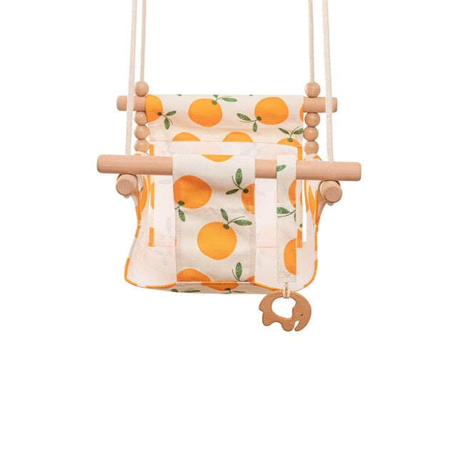 Baby Swing Chair Canvas Hanging Wood Children Baby Rocker Toy Safety Baby Bouncer Outside Swing Chair Toy Rocker For Children