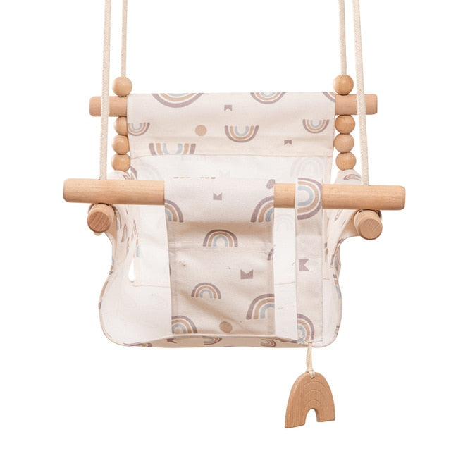 Baby Swing Chair Canvas Hanging Wood Children Baby Rocker Toy Safety Baby Bouncer Outside Swing Chair Toy Rocker For Children