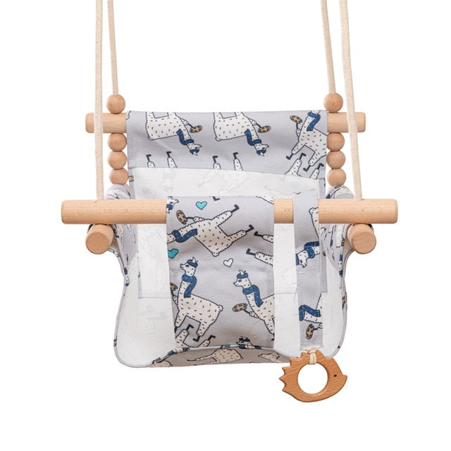 Baby Swing Chair Canvas Hanging Wood Children Baby Rocker Toy Safety Baby Bouncer Outside Swing Chair Toy Rocker For Children