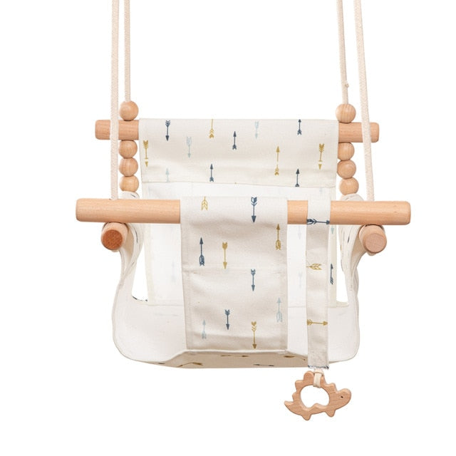 Baby Swing Chair Canvas Hanging Wood Children Baby Rocker Toy Safety Baby Bouncer Outside Swing Chair Toy Rocker For Children