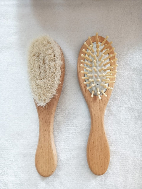 Custom Name Baby Bathing Comb Baby Care Hair Brush Pure Natural Wool Wood Comb Newborn Massager Baby Shower and Registry Gift