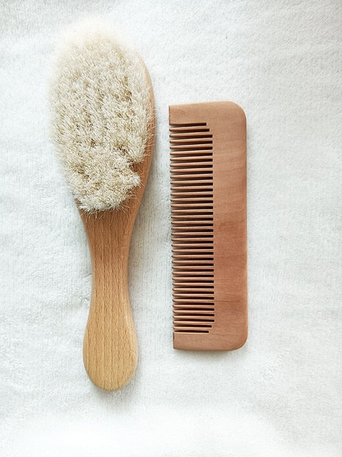 Custom Name Baby Bathing Comb Baby Care Hair Brush Pure Natural Wool Wood Comb Newborn Massager Baby Shower and Registry Gift